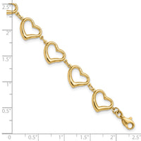 14K Polished Heart Link Bracelet-FB1981-7