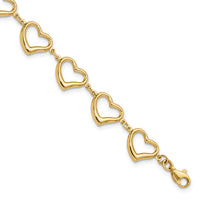 14K Polished Heart Link Bracelet-FB1981-7