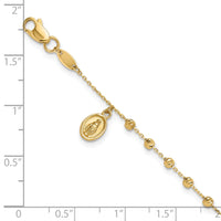 14K Polished and Diamond-cut Miraculous Medal and Cross Rosary Design Brace-FB1987-7.5