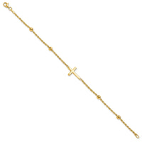 14k D/C Beaded Cross 7.5in Bracelet-FB1989-7.5