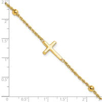 14k D/C Beaded Cross 7.5in Bracelet-FB1989-7.5