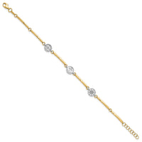 14K Two-tone Polished Compass and Anchor w/ 1in ext. Bracelet-FB1990-7