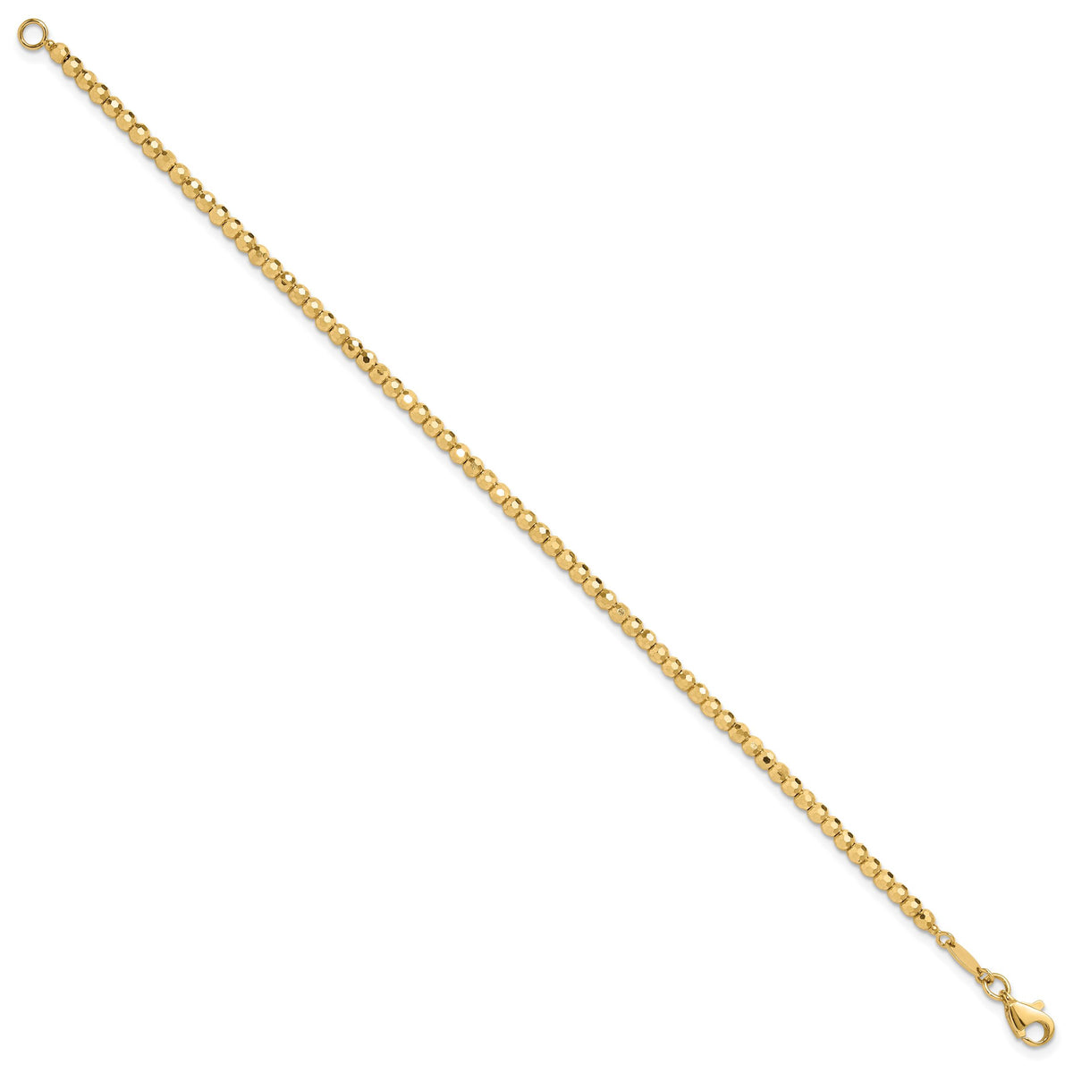 14K Polished and Diamond-cut Beaded Bracelet-FB1991-7.25