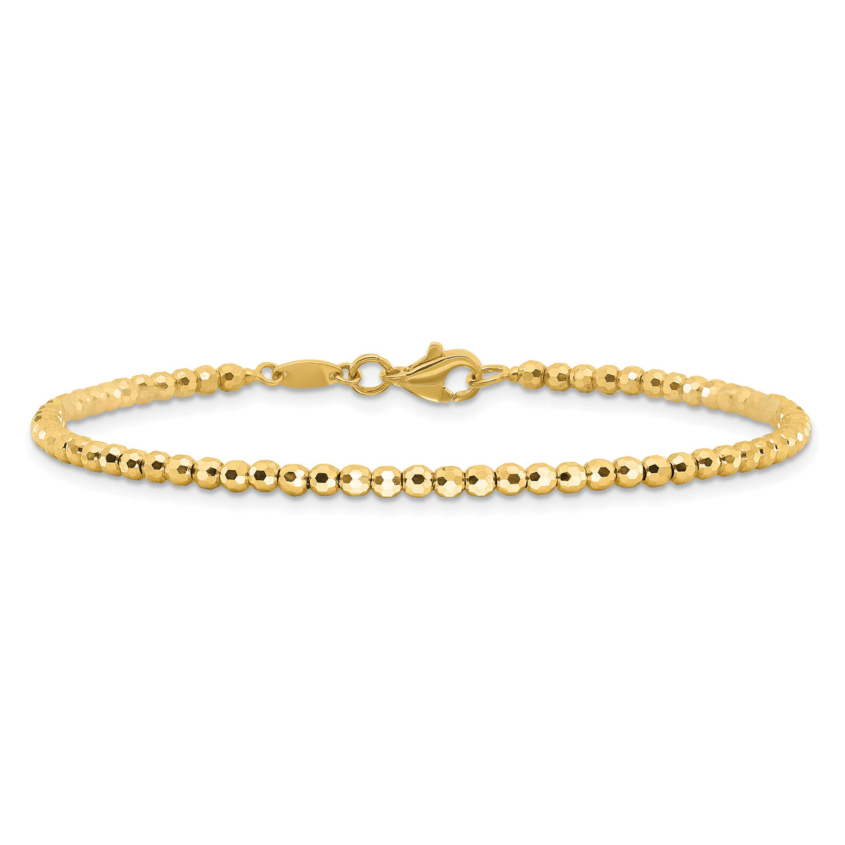 14K Polished and Diamond-cut Beaded Bracelet-FB1991-7.25