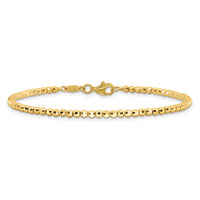 14K Polished and Diamond-cut Beaded Bracelet-FB1991-7.25