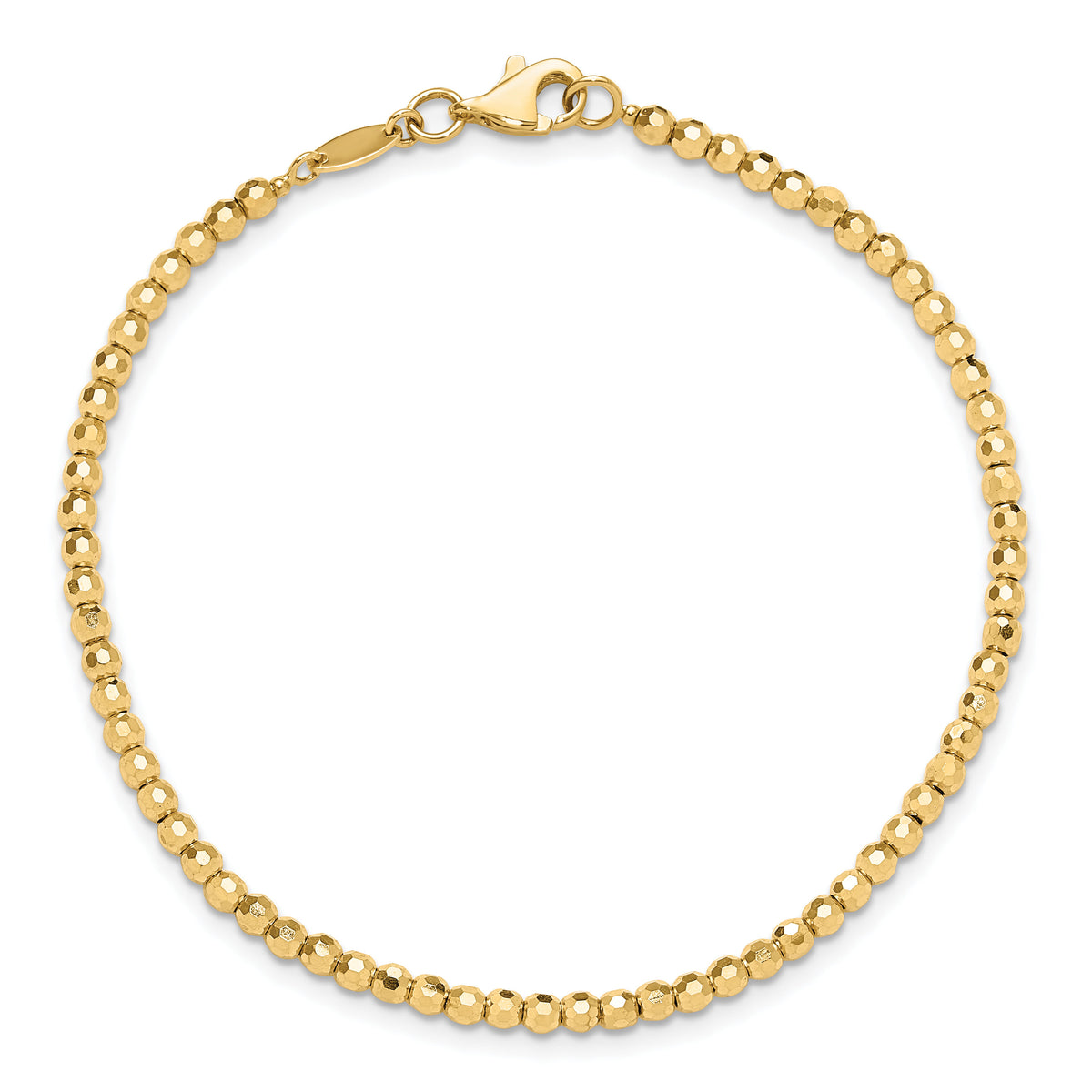 14K Polished and Diamond-cut Beaded Bracelet-FB1991-7.25