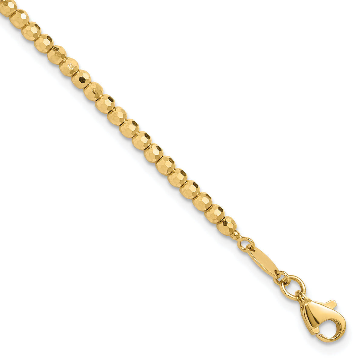 14K Polished and Diamond-cut Beaded Bracelet-FB1991-7.25