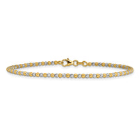 14K Two-tone Diamond-cut Beaded 7.5in Bracelet-FB1992-7.5