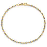 14K Two-tone Diamond-cut Beaded 7.5in Bracelet-FB1992-7.5