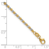 14K Two-tone Diamond-cut Beaded 7.5in Bracelet-FB1992-7.5