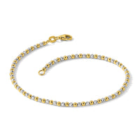 14K Two-tone Diamond-cut Beaded 7.5in Bracelet-FB1992-7.5