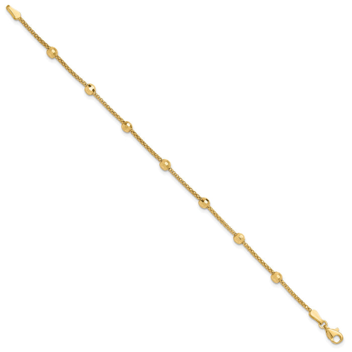 14K Polished and Diamond-cut Beads Bracelet-FB1993-7