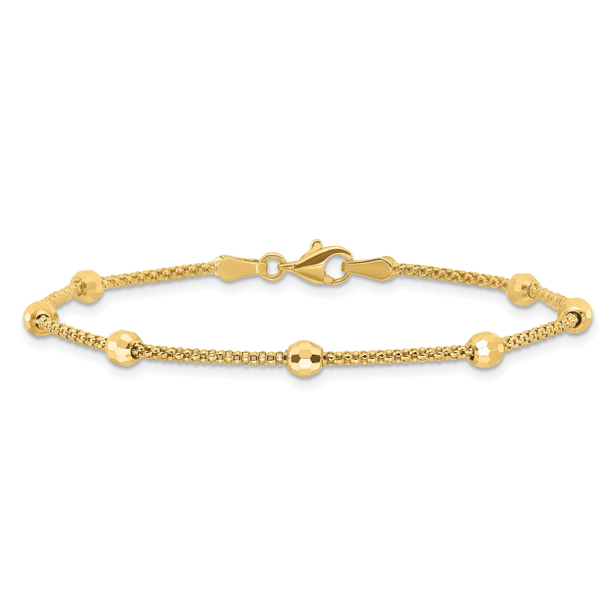 14K Polished and Diamond-cut Beads Bracelet-FB1993-7