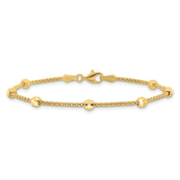14K Polished and Diamond-cut Beads Bracelet-FB1993-7