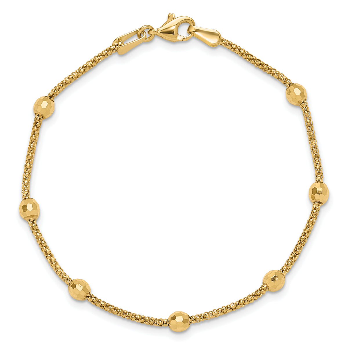 14K Polished and Diamond-cut Beads Bracelet-FB1993-7