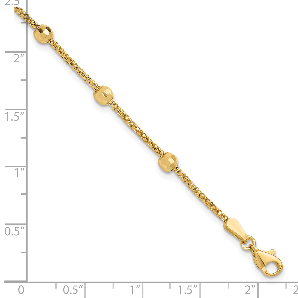 14K Polished and Diamond-cut Beads Bracelet-FB1993-7