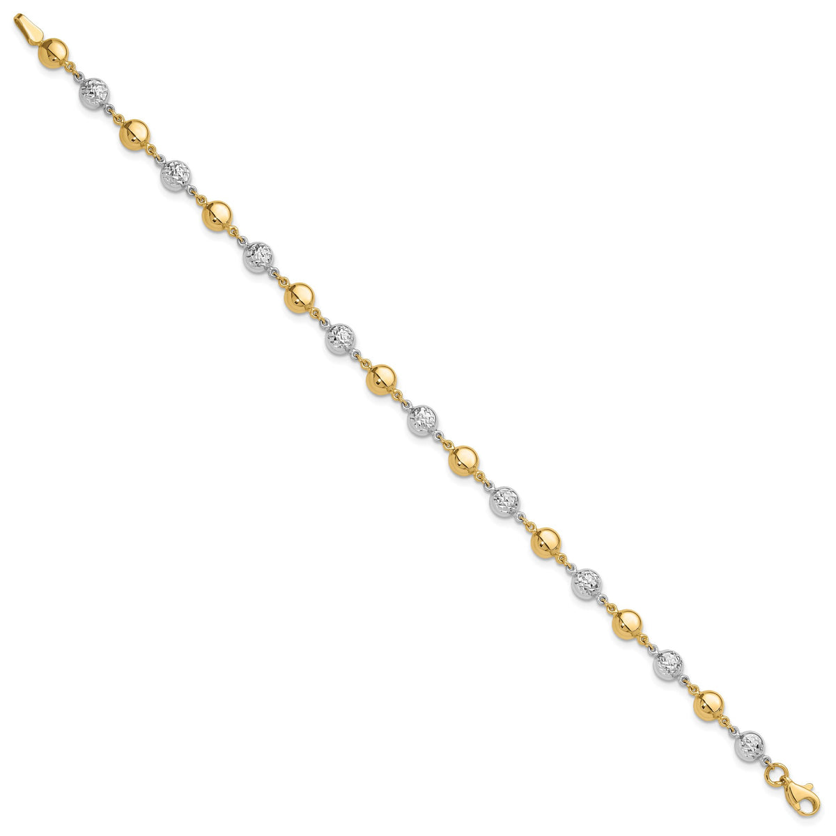 14K Two-tone Polished and Diamond-cut Puffed Circles Bracelet-FB1994-7.75