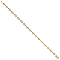 14K Two-tone Polished and Diamond-cut Puffed Circles Bracelet-FB1994-7.75