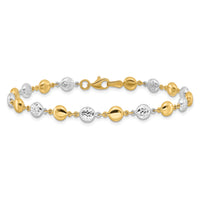 14K Two-tone Polished and Diamond-cut Puffed Circles Bracelet-FB1994-7.75