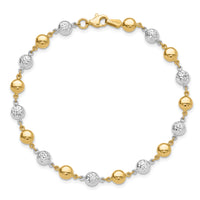 14K Two-tone Polished and Diamond-cut Puffed Circles Bracelet-FB1994-7.75