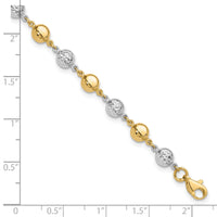 14K Two-tone Polished and Diamond-cut Puffed Circles Bracelet-FB1994-7.75