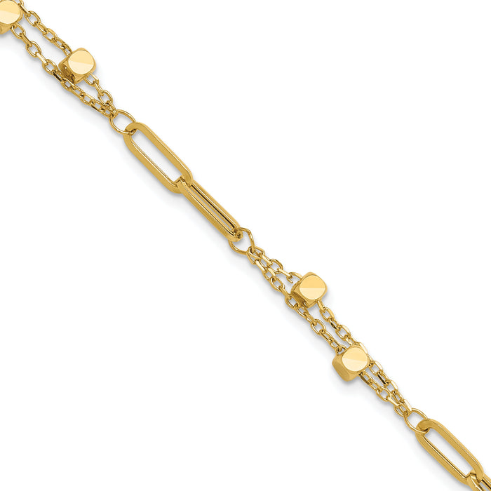 14K Polished Fancy Link with .5in ext. Bracelet-FB1996-7