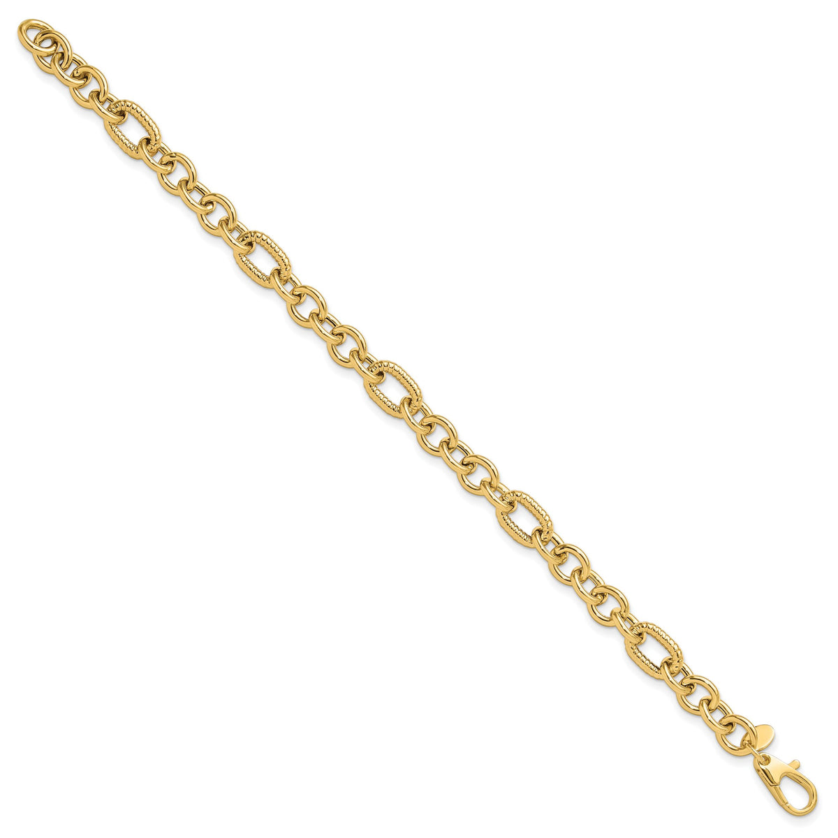 14K Polished and Textured 7.5in Fancy Bracelet-FB2006-7.5