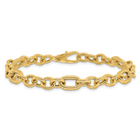 14K Polished and Textured 7.5in Fancy Bracelet-FB2006-7.5