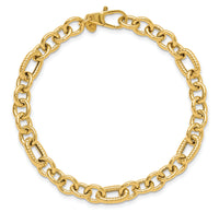 14K Polished and Textured 7.5in Fancy Bracelet-FB2006-7.5