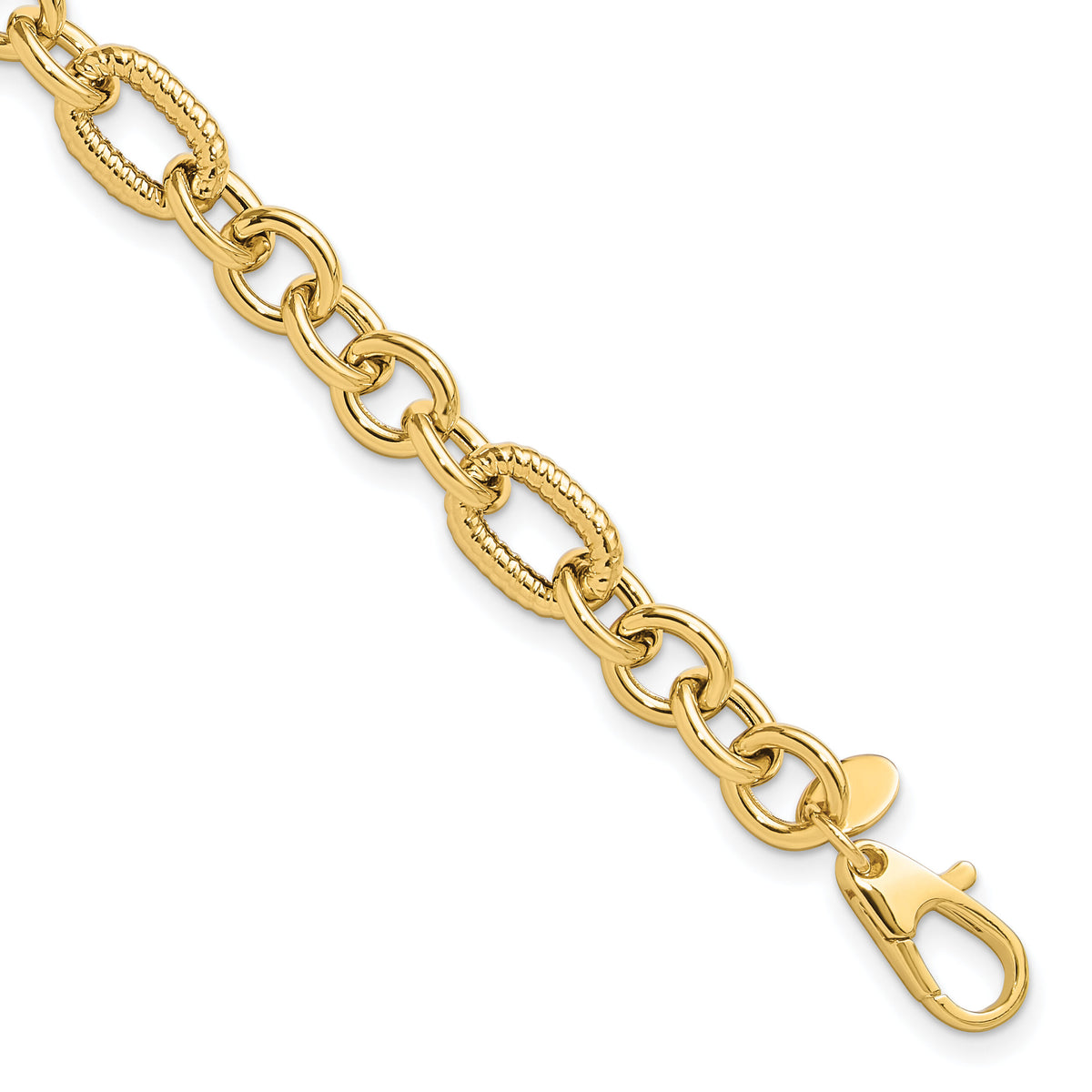 14K Polished and Textured 7.5in Fancy Bracelet-FB2006-7.5