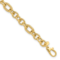 14K Polished and Textured 7.5in Fancy Bracelet-FB2006-7.5