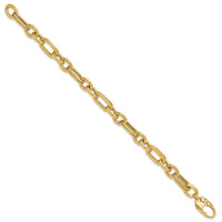 14K Polished and Textured Fancy Link Bracelet-FB2007-7.5