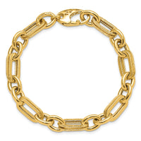 14K Polished and Textured Fancy Link Bracelet-FB2007-7.5