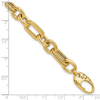14K Polished and Textured Fancy Link Bracelet-FB2007-7.5