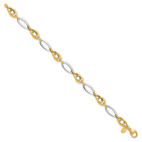 14k Two-Tone Polished Fancy Link Bracelet-FB2009-7.75