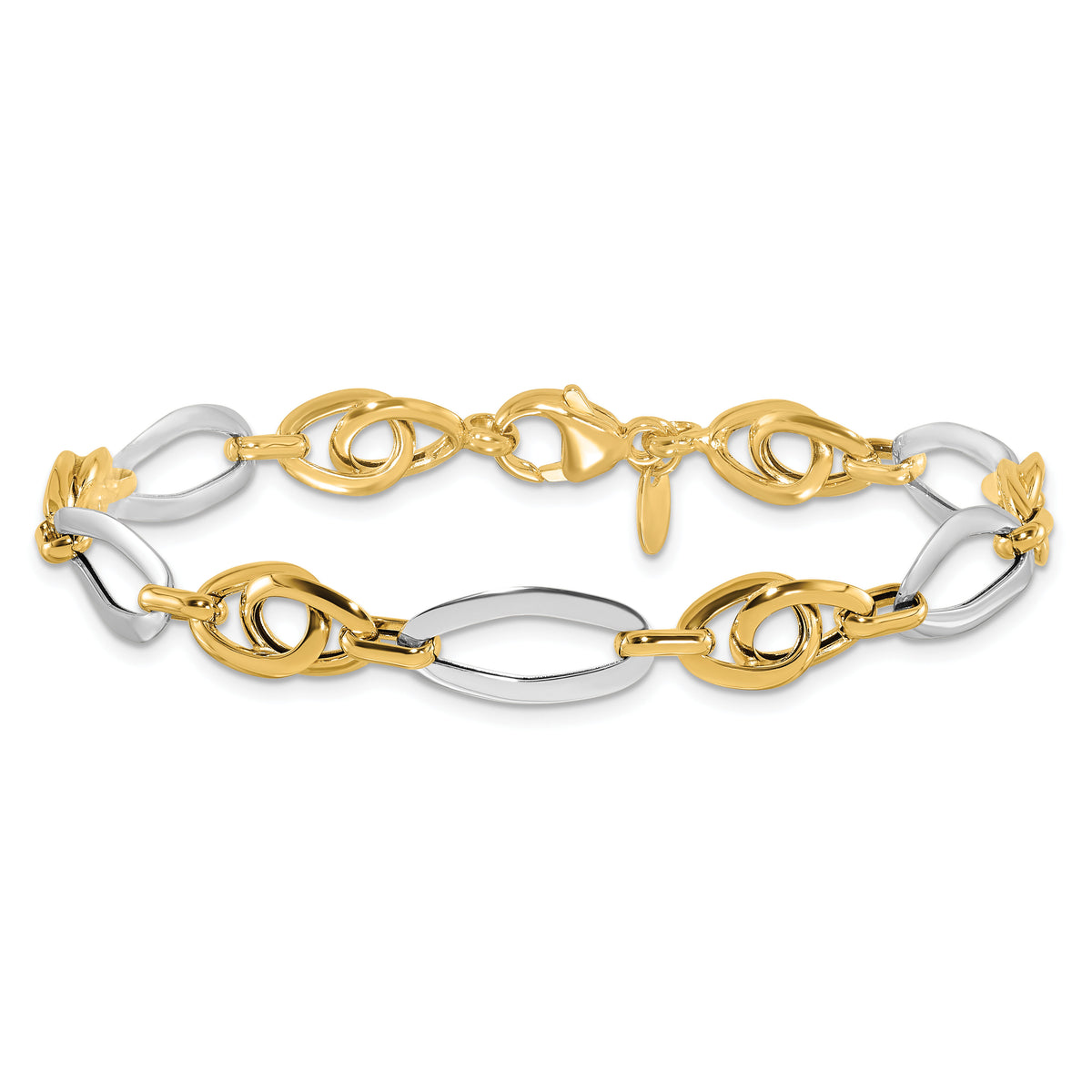 14k Two-Tone Polished Fancy Link Bracelet-FB2009-7.75