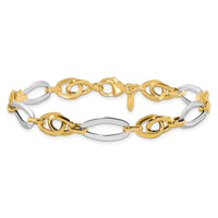 14k Two-Tone Polished Fancy Link Bracelet-FB2009-7.75