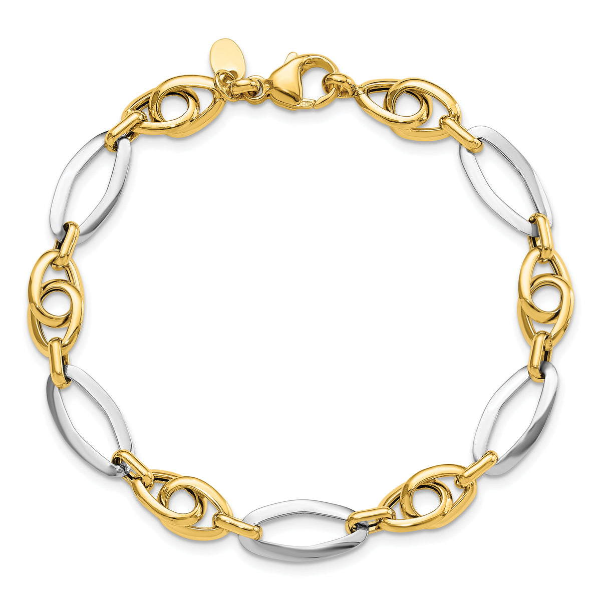 14k Two-Tone Polished Fancy Link Bracelet-FB2009-7.75