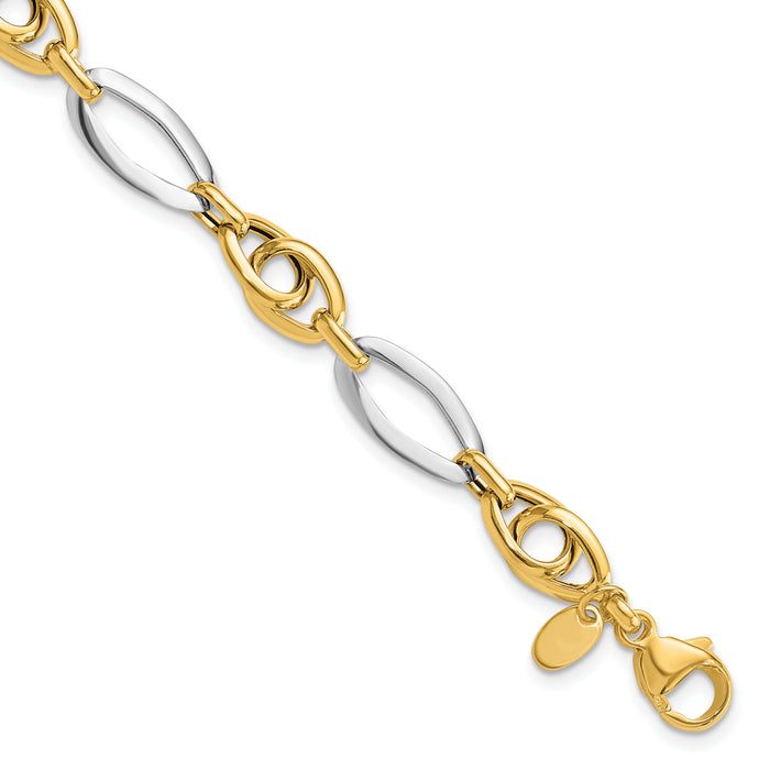 14k Two-Tone Polished Fancy Link Bracelet-FB2009-7.75