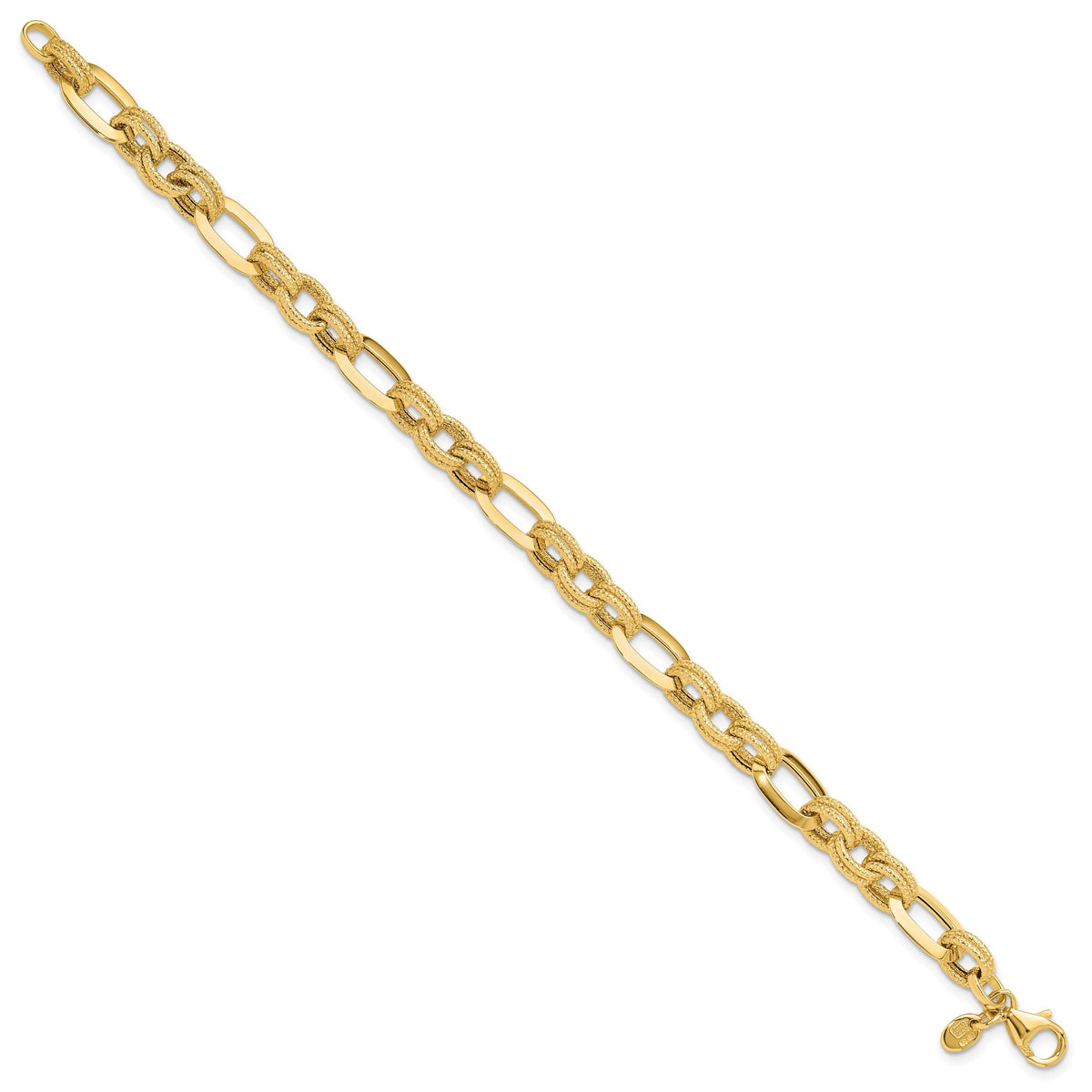 14K Polished and Textured Fancy Link Bracelet-FB2015-7.5