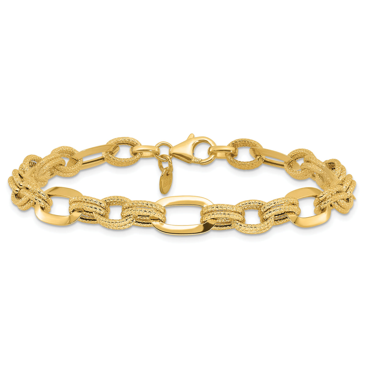 14K Polished and Textured Fancy Link Bracelet-FB2015-7.5