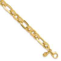 14K Polished and Textured Fancy Link Bracelet-FB2015-7.5