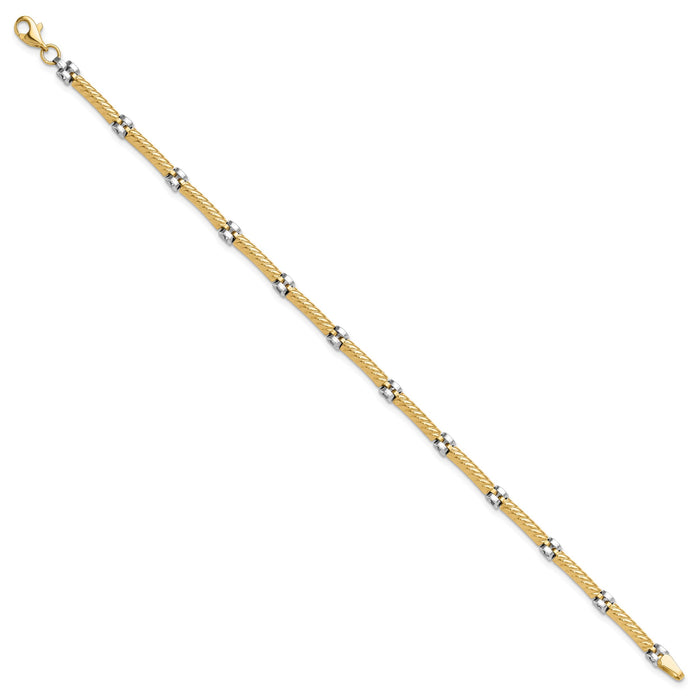 14K Two-tone Polished Fancy Link Bracelet-FB2025-7.75