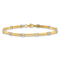 14K Two-tone Polished Fancy Link Bracelet-FB2025-7.75
