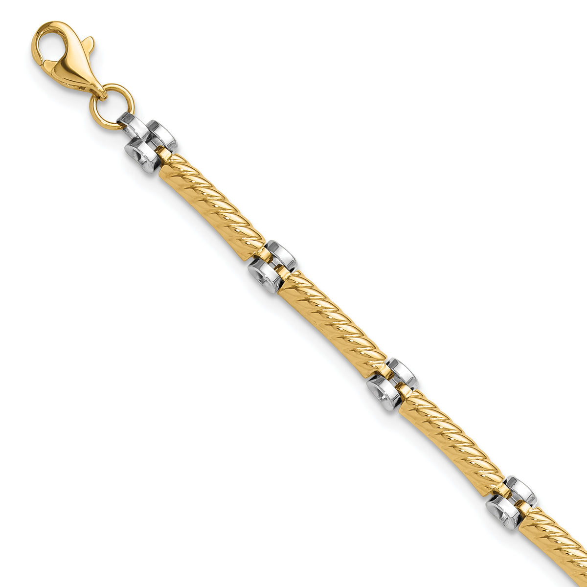 14K Two-tone Polished Fancy Link Bracelet-FB2025-7.75