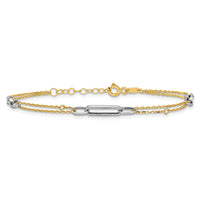 14K Two-tone Polished and D/C 6.5in w.75in ext Bracelet-FB2043-6.5