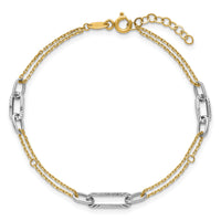 14K Two-tone Polished and D/C 6.5in w.75in ext Bracelet-FB2043-6.5