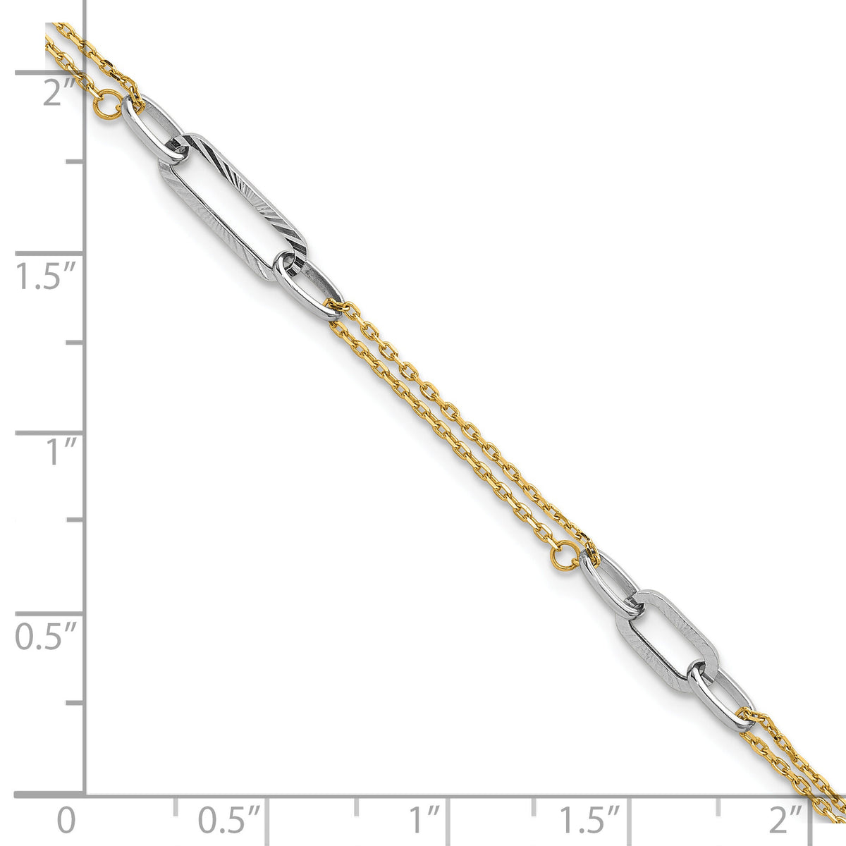 14K Two-tone Polished and D/C 6.5in w.75in ext Bracelet-FB2043-6.5