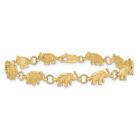 14k 8in Diamond-cut Small Elephants with Trunks Raised Bracelet-FB397-8