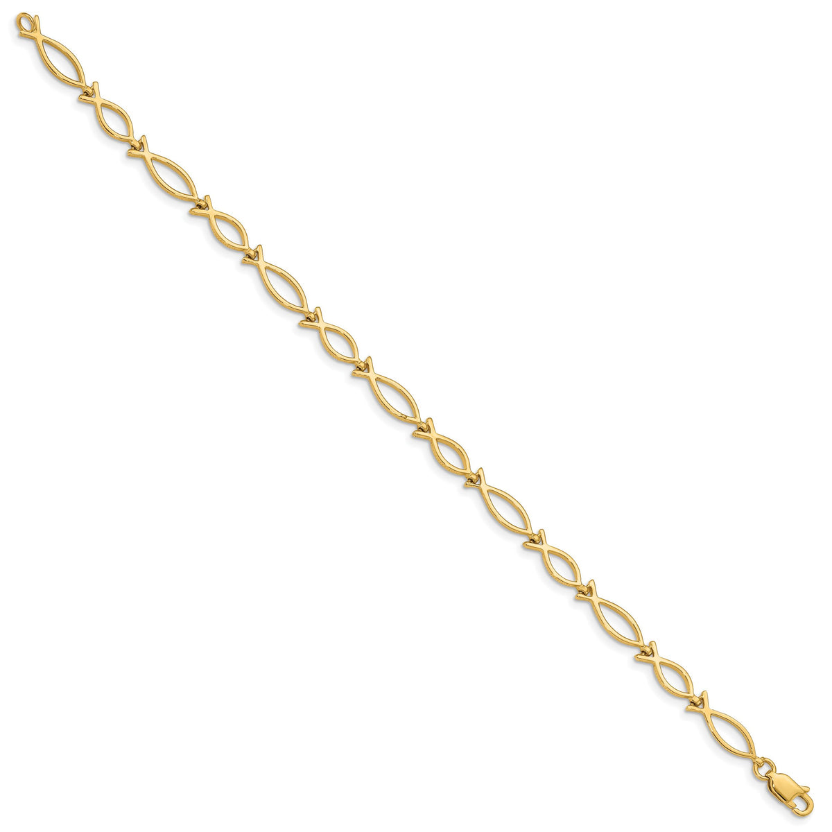 14k 5mm Religious Icthus (Fish) Bracelet-FB448-7